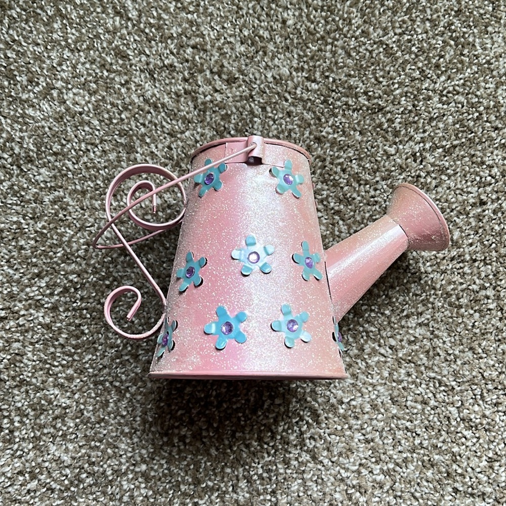 Decorative Pink Spring Watering Can - Picture 2 of 5